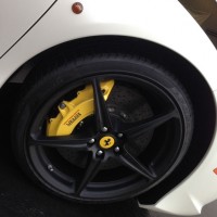 A detail shot of the brake calipers.